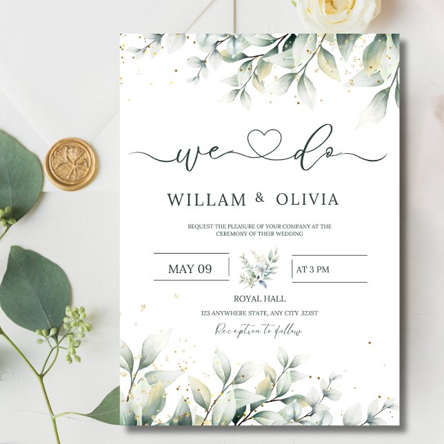 Faire-part de mariage floral Eucalyptus Verdure  (Créateur téléchargé)