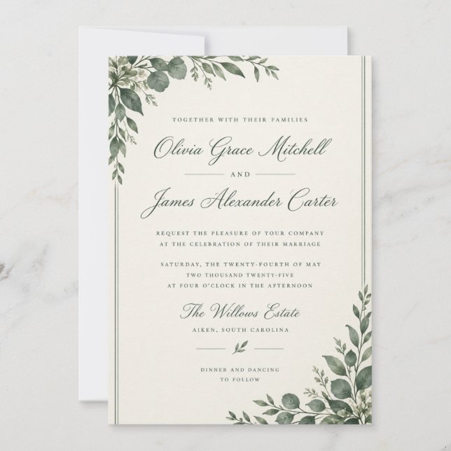 Faire-part de mariage Floral/Feuillage (Devant)