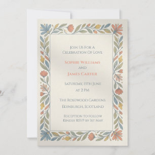 Faire-part de mariage floral folk pastel