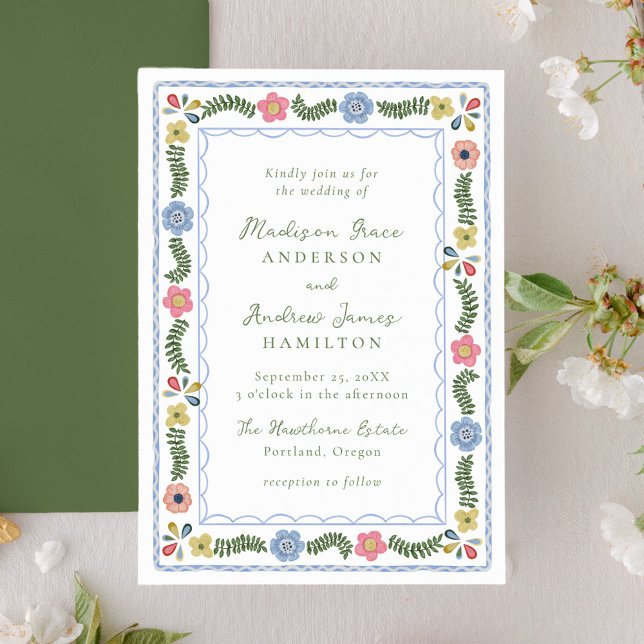 Faire-part de mariage floral folklorique fantaisis (Créateur téléchargé)