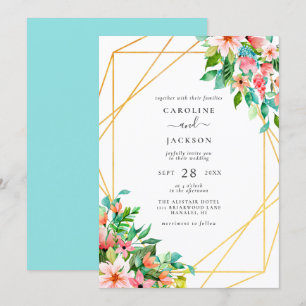 Faire-part de mariage floral géométrique tropicale
