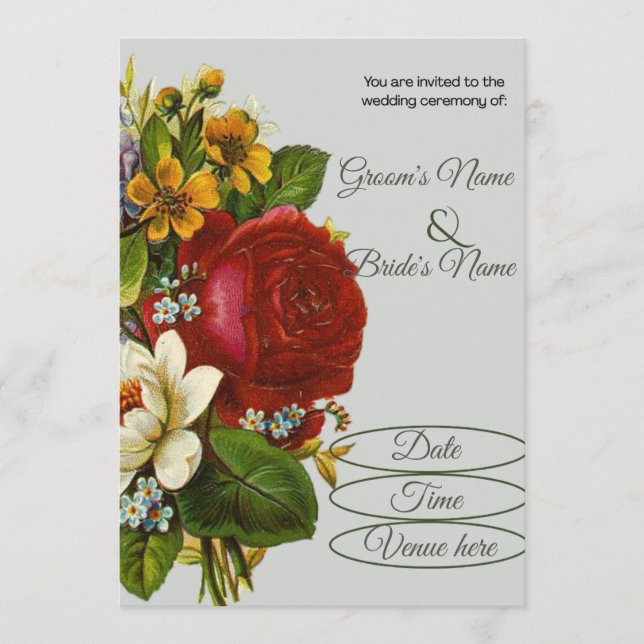Faire-part de mariage floral grand classique (Devant)