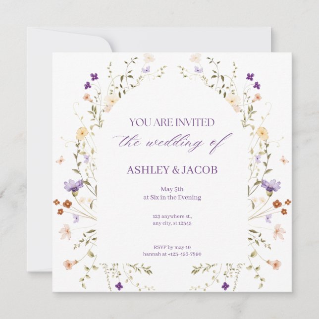 Faire-part de mariage Floral Heartbeat (Devant)