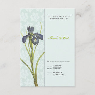 Faire-part de mariage Floral Iris bleu RSVP 2