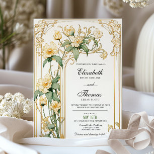 Faire-part de mariage floral jaune