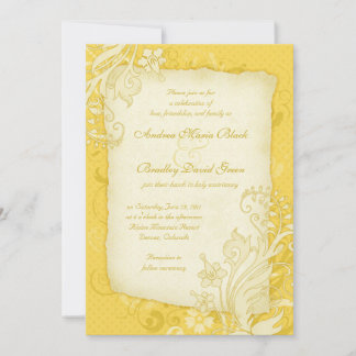 Faire-part de mariage floral jaune et ivoire