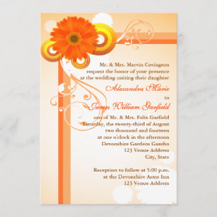 Faire-part de mariage floral jaune, orange, Brown