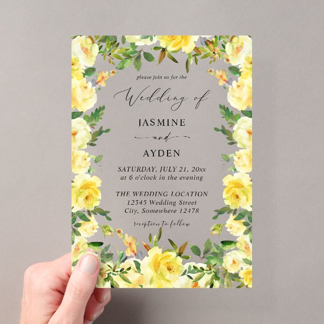 Faire-part de mariage floral jaune V3 (In situ (ordinateur de poche))
