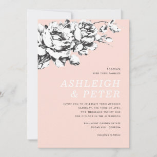 Faire-Part de Mariage Floral La Vie en Rose - Rose