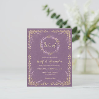 Faire-part de mariage floral lavande