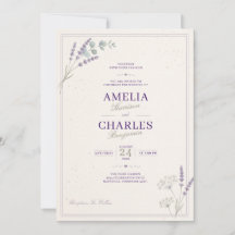 Faire-part de mariage floral lavande élégant