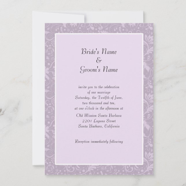 Faire-part de mariage floral lavande simple (Devant)