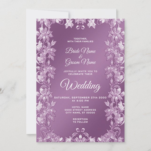 Faire-part de mariage Floral Lilac moderne (Devant)