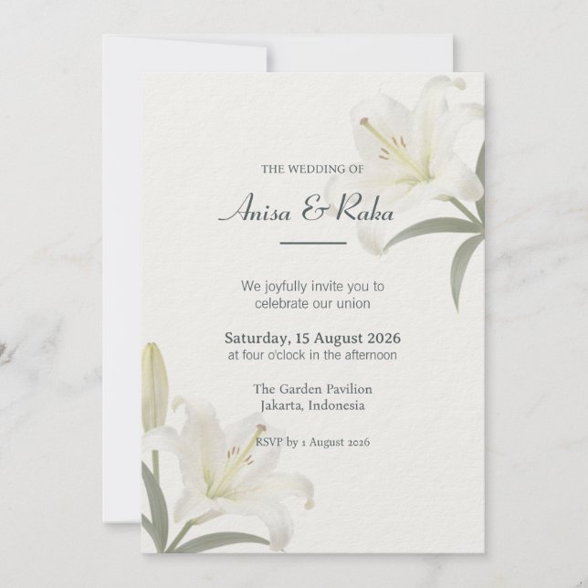 Faire-part de mariage floral Lily Garden (Devant)