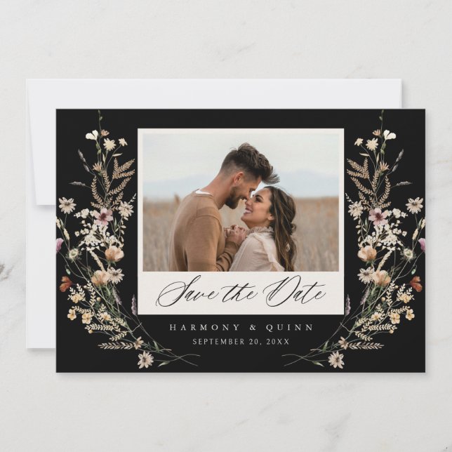 Faire-part de mariage floral lunatique (Devant)