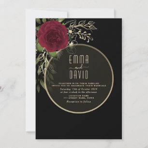 Faire-part de mariage floral lunatique bordeaux et