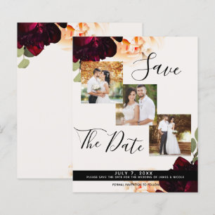 Faire part de mariage floral Marsala et crème