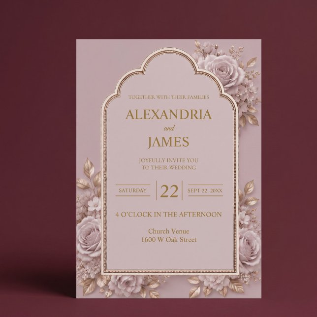 Faire-part de mariage floral mauve (Créateur téléchargé)