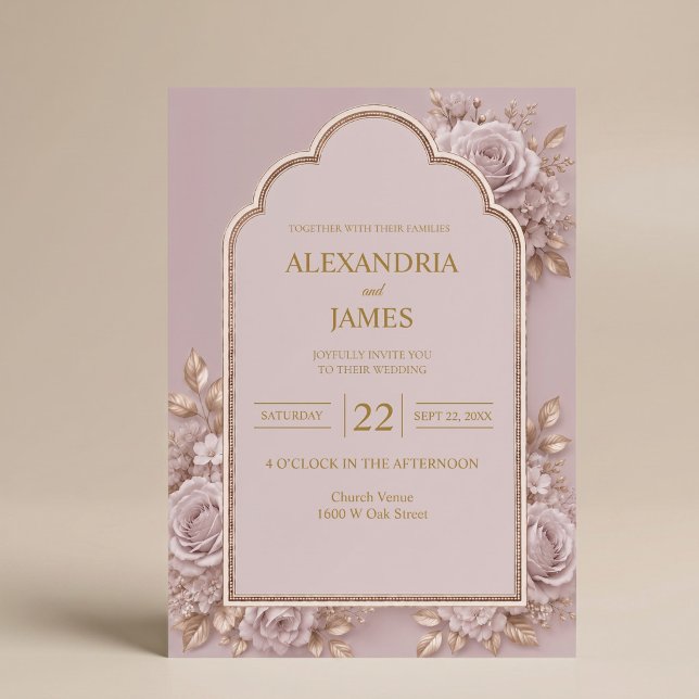 Faire-part de mariage floral mauve (Créateur téléchargé)