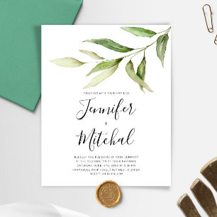 Faire-part de mariage floral minimaliste et économ