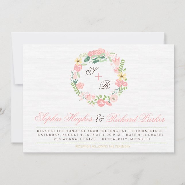 Faire-part de mariage Floral moderne (Devant)