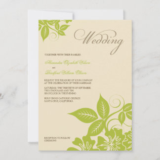 Faire-part de mariage floral moderne de chaux/crèm