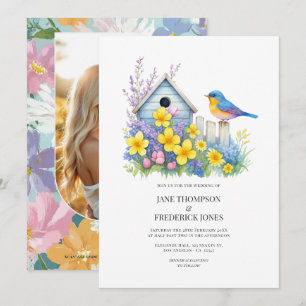 Faire-part de mariage floral moderne de printemps