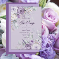 Faire-part de mariage Floral moderne violet