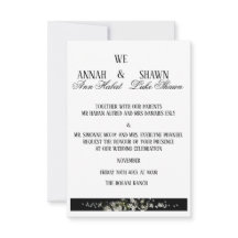 Faire-part de mariage floral noir et blanc moderne