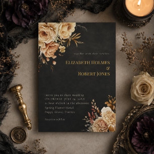 Faire-part de mariage floral noir Sorcière de la f
