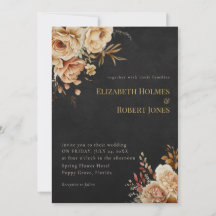 Faire-part de mariage floral noir Sorcière de la f