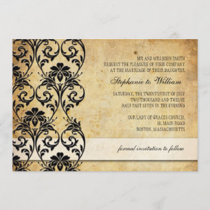 Faire-part de mariage floral noir vintage en spira
