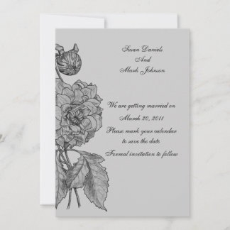 Faire-part de mariage floral Paeonia gris argenté