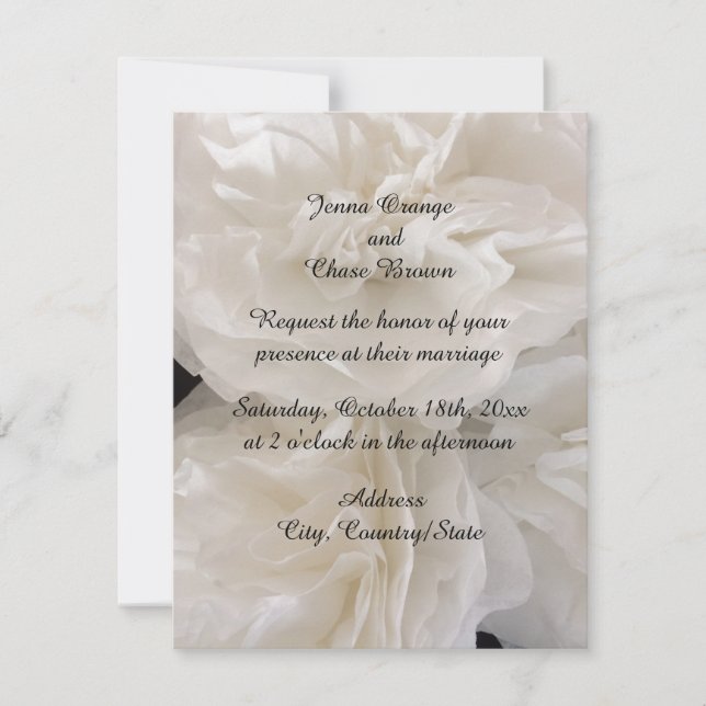 Faire-part de mariage floral papier blanc (Devant)