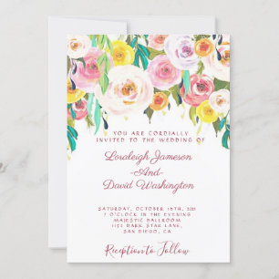 Faire-part de mariage floral pastel
