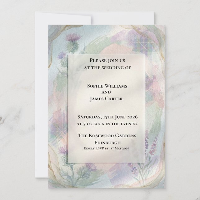 Faire-part de mariage floral Pastel Sage Peach (Devant)
