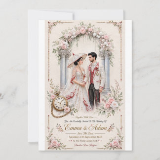 Faire-part de mariage floral perlé