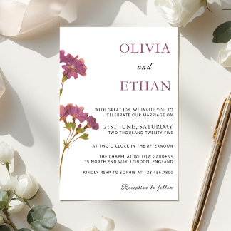 Faire-part de mariage floral Petunia Violet