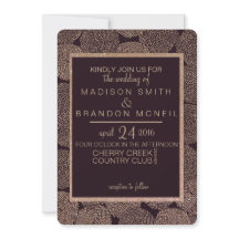 Faire-part de mariage floral Plum & Rose Gold