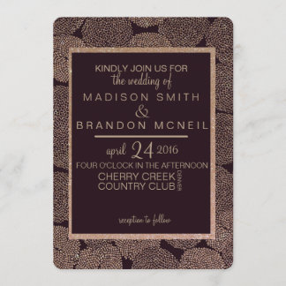 Faire-part de mariage floral Plum & Rose Gold