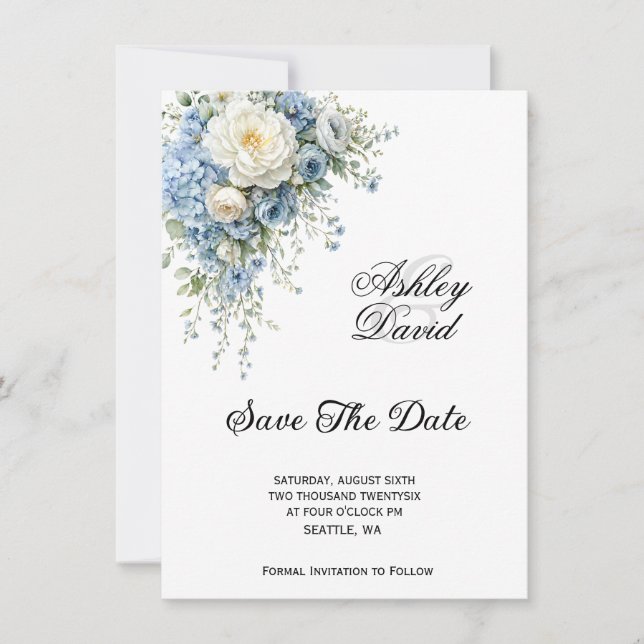 Faire-part de mariage floral pour sauver la date (Devant)