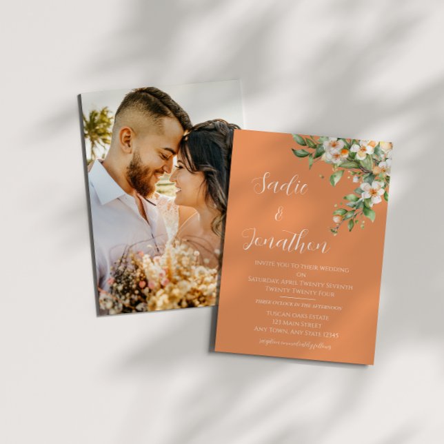 Faire-part de mariage floral printemps abricot pêc (Créateur téléchargé)
