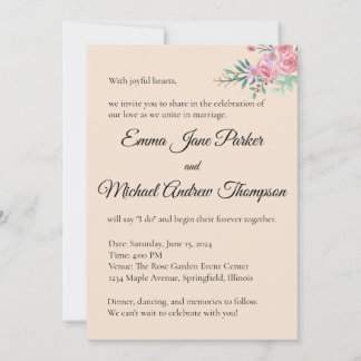 Faire-part de mariage floral romantique