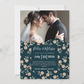 Faire-part de mariage floral romantique