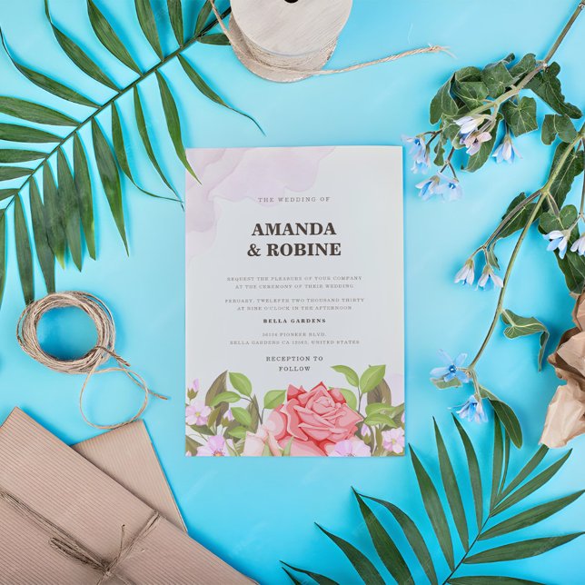 Faire-part de mariage floral romantique (Créateur téléchargé)