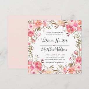 Faire-part de mariage floral romantique à fleurs b