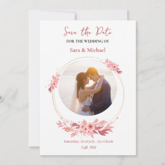 Faire-part de mariage floral romantique avec photo