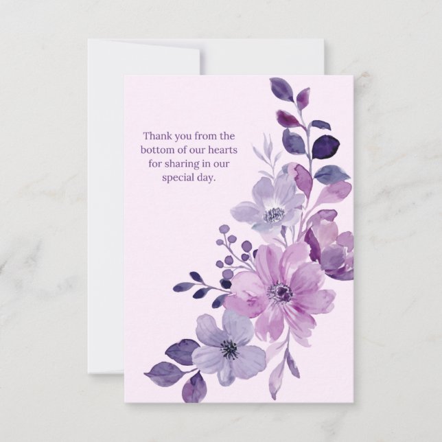 Faire-part de mariage floral romantique rose et vi (Devant)