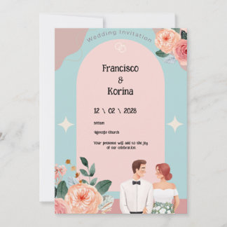 Faire-part de mariage floral rose