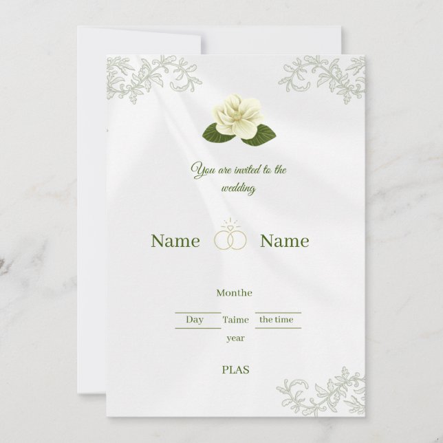 Faire-part de mariage floral rose blanc élégant (Devant)
